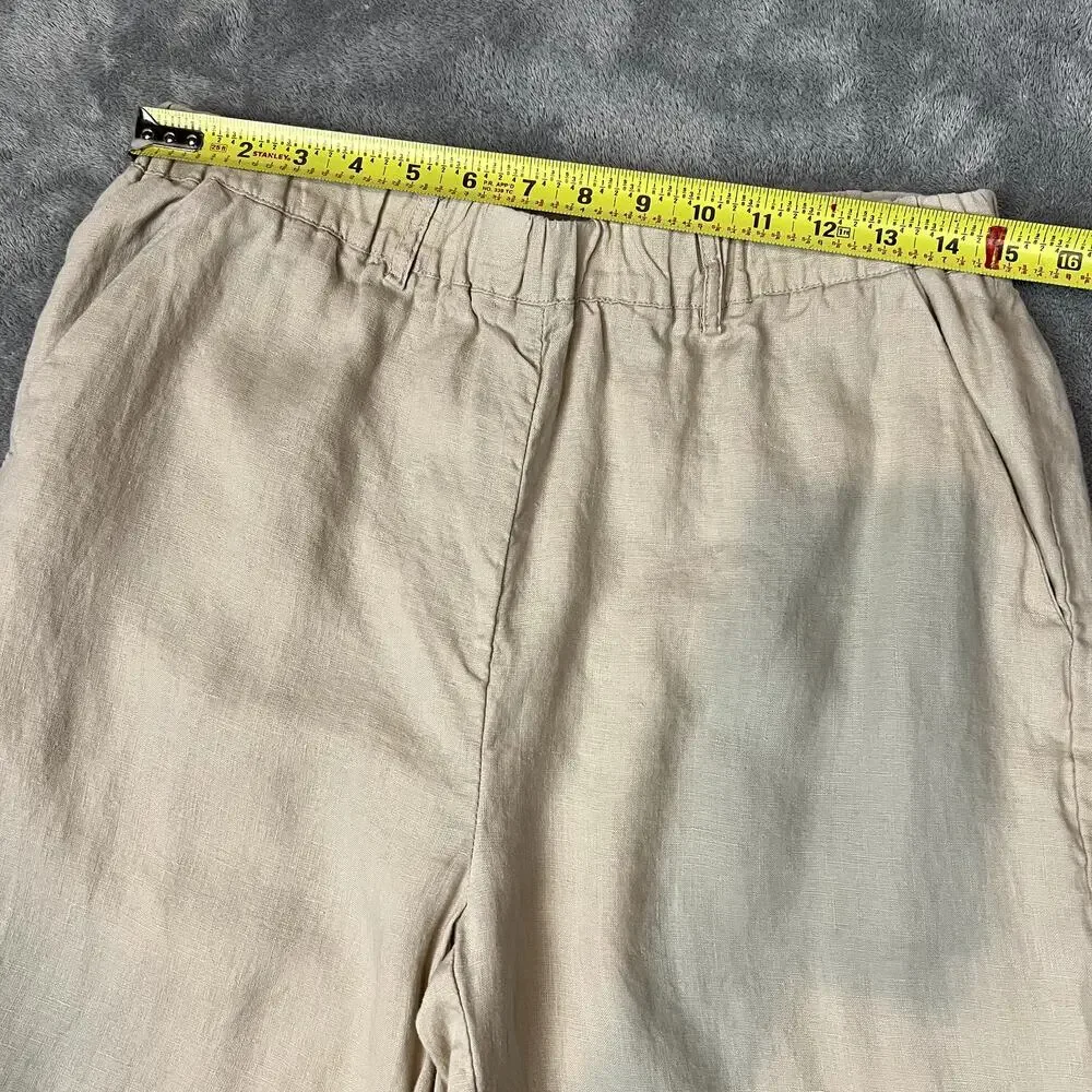 Quince Pants Womens M 100% Linen Career Minimalist Lightweight Stretch Waistband